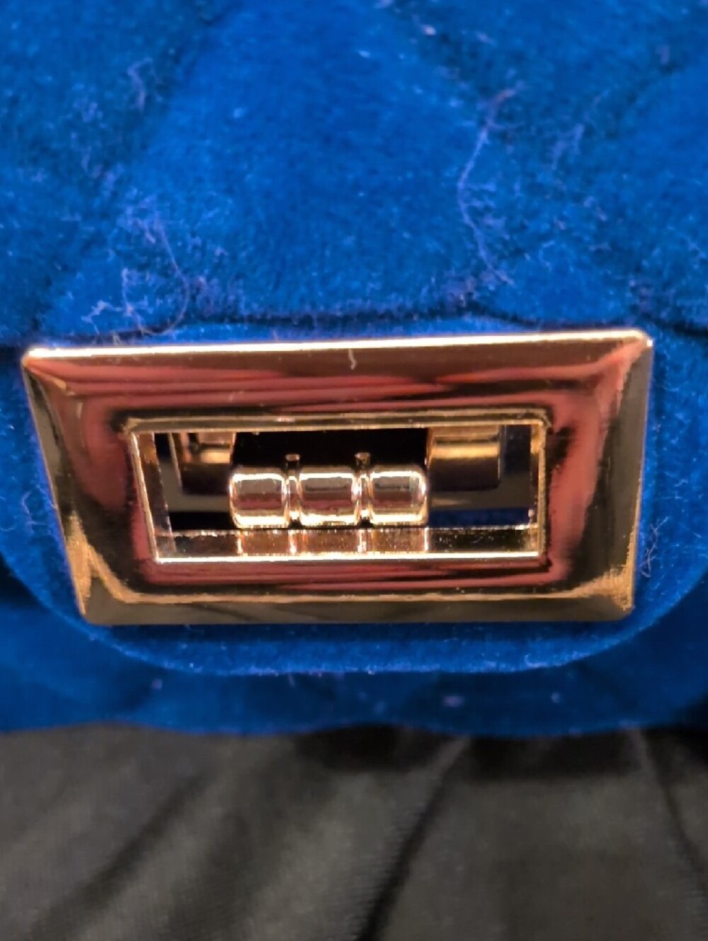 Windsor Quilted Velvet Crossbody in Royal Blue with Gold Chain - Picture 2 of 13